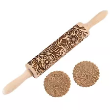 Embossed Wooden Rolling Pin for Baking,Deep Engraved Embossing Rolling Pin wi...