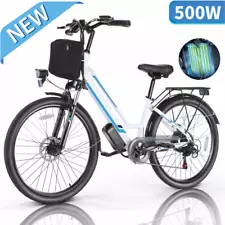 ⚡500W 48V Cruiser Ebike 26in Electric Bike for Women, Commuter Bicycle 20mph US⚡