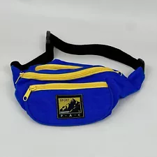 Vintage Fanny Pack Blue Yellow Nylon 3 Zipper Pockets Waist Bag 90's Sport P A C