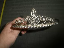 Authentic Vintage Rhinestones & Sterling Bride Pageant Crown Tiana Comb Attached