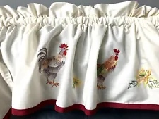 ð´ Valance & Swags Curtains Embroidered Roosters Chickens One Set Rod Pocket