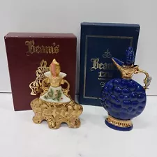 Pair of Vintage 175 Month Jim Beam Whiskey Decanters In Box