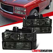 Fit 1994-1998 GMC Sierra Yukon Suburban Smoke Headlights+Bumper+Corner Signal