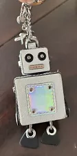 michael kors robot keychain bag charm Silver Gray Holographic Belly Movable Arms