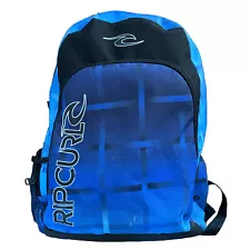 Ripcurl Backpack Front Pouch Blue Black BookBag Multi Pocket Travel Surf Bag