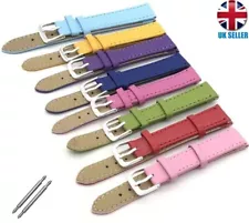 EXTRA SOFT LEATHER WATCH STRAP WHITE YELLOW GREEN PINK BLUE RED PURPLE 8MM- 24MM