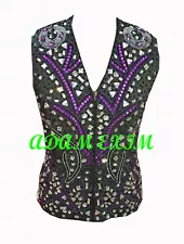 Horse Lover Gift, Women Vest,, Horse Ridding Handmade streched fabric Show Vest,