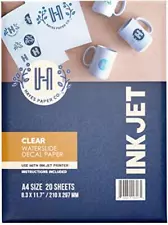 Hayes Paper Waterslide Decal Paper INKJET CLEAR 20 Sheets Premium Water-Slide...