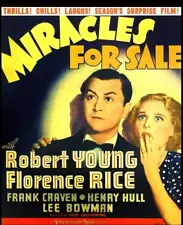 Miracles For Sale poster Robert Young Florence Rice 1939 Old Movie Photo