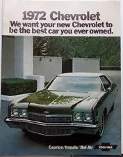 1972 Chevrolet Caprice Impala Sport Bel Air Sales Brochure Original