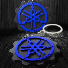 3D Soft ABS Rubber Motorcycle Keychain Key Chain Fob Ring Logo Yamaha Black/Blue