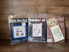 Vintage 1980s Cross Stitch Craft Lot Dimensions Dale Burdett Country Hanging NEW