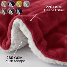 Fluffy Sherpa Fleece Blanket Soft Warm Reversible Large Sofa Bed Throw Blankets