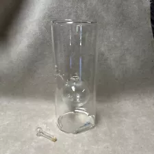 Wolfard Glass Blowing Company Hand Blown Clear Glass Oil Lamp 9” Wick Tube