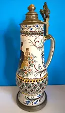 Vintage Giant 20" Baden Bayern German Made Hand Painted Stoneware Beer Stein