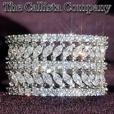 On Sale LAB-CREATED RD & MARQUISE CUT 3A+ CZ SILVER ½ ETERNITY RING SZ 5,6,7,8