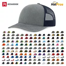 Richardson 112 Adjustable Snapback Trucker Hat OSFM Blank Mesh Back, 135 Colors