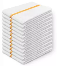 NEW 12 PK 1 DZ GOLD STRIPE KITCHEN CLEANING BAR TOWELS BARMOPS HEAVY DUTY 16X19