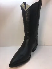 MEN'S COWBOY BLACK BOOTS 100% GENUINE LEATHER WESTERN J TOE +FREE SHIPPING+