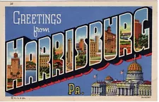 Vintage Large Letter Postcard - Greetings From Harrisburg, Pennsylvania, Unused