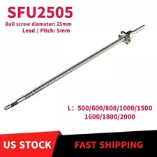 25mm Ballscrew SFU2505 RM2505 Ball Screw 500~2000mm with Ballscrew Nut for CNC