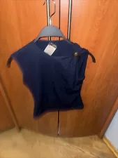 CHANEL Blue SILK TOP BLOUSE Size 36