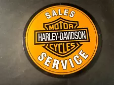 Vintage HARLEY-DAVIDSON SALES SERVICE PORCELAIN ENAMEL SIGN Rare Advertising