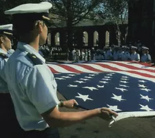 Postcard Ephemera Flag Folding US Coast Guard Academy Protect Coast USA