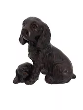 Vtg Cocker Spaniel With Pup Figurine Material,? Has Some Weight. Read Plz