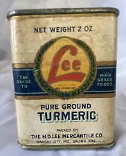 Pure Turmeric Spice Tin H.D. Lee Mercantile Company Salina Kansas Kansas City MO