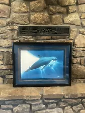 Robert Wyland Watercolor Dolphin Under The Deep Blue Sea Framed Painting 32x42