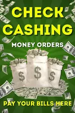 Check Cashing Money Orders Advertising Poster Sign 24x36