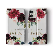 Tirita Personalised Wallet Flip Case for iPhone 15 14 13 12 11 Floral Roses Gold