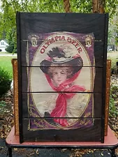 OLYMPIA Beer Poster BREWERY GIRL on Raisin Drying Tray Rack Art sign