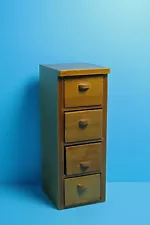 Dollhouse Miniature Office 4 Drawer Wood File Cabinet in Walnut T6561A