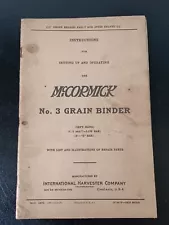 Vintage Farming Ephemera Manual McCormick No 3 Grain Binder Instructions