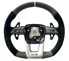 GENUINE LAMBORGHINI URUS NEW ALCANTARA CHROME BANG WHITE STITCH STEERING WHEEL