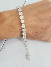 STUNNING LADIES Solitaire TENNIS BRACELET STERLING SILVER