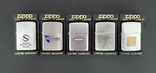 Very Rare Collection of 5 Zippo Lighters with various Company Logo's