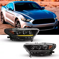 For 2015-2017 Ford Mustang LED Headlights Sequential Turn Signal Projector Parts