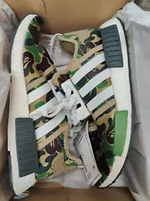 Pre-Owned adidas NMD R1 Bape Olive Camo Size 10.5 BA7326