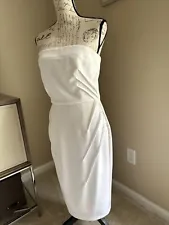 White Dress By Gabrielle Union Strapless Size Medium Ruffle Effect