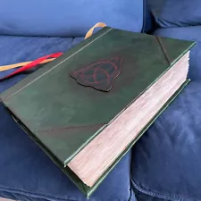 Book Of Shadows Green Cover Bound Spells Records Spellbook Retro Gi_ro