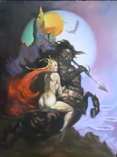 Aft Frank Frazetta vintage original gothic fantasy oil painting. Moonmaid!