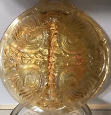 Carnival Glass Golden Indiana 2 Section Relish /Candy Dish 8 1/4" Holiday Glow