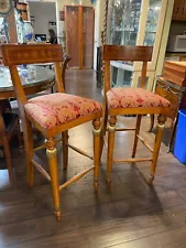 Pair of Burled Wood High Chairs