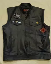 Zony INC. Men's Biker's Vest W/ Pins,Patches Size L