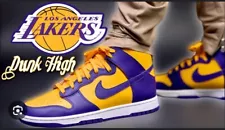 Nike Mens Dunk High Retro Lakers DD1399 500 SUPER SALE!!!!