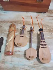 Vintage 70s Mini Wooden Asian Musical Instruments Taiwan Display Craft