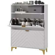 Shoe Storage Organizer Cabinet with Doors and Adjustable Shelves for Home Use